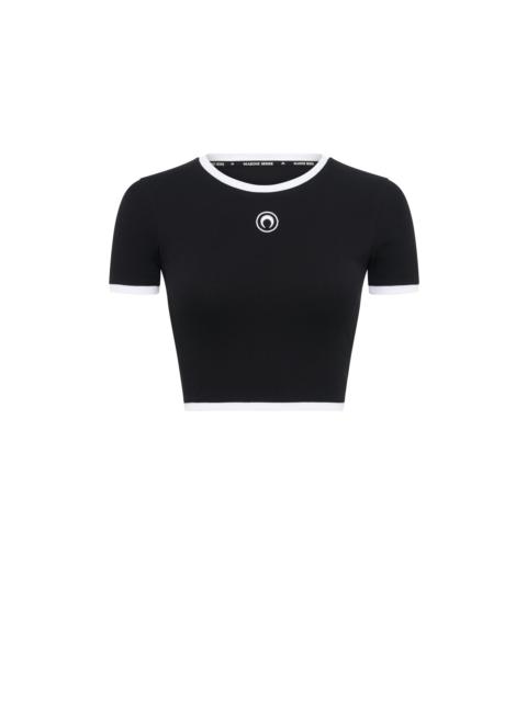 Marine Serre Moon Logo Ribbed Jersey Cropped Top