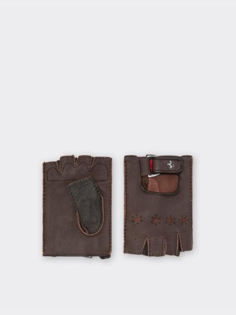 Ferrari Fingerless leather driving gloves