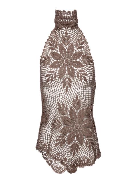MAGDA BUTRYM Halter Crochet Cotton Top brown