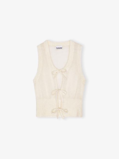 GANNI OFF-WHITE TIE STRING VEST