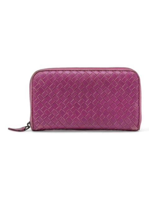 Bottega Veneta Intrecciato Leather Zip Around Wallet in Orchid