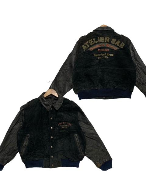 Japanese Brand - Atelier Sab Leather Varsity Jacket