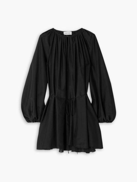 MATTEAU Belted gathered cotton and silk-blend mini dress