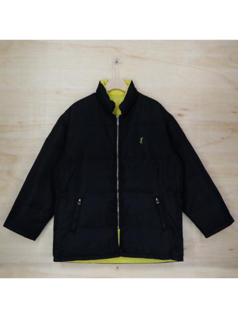 Other Designers Vintage 90s Yves Saint Laurent YSL Pour Homme Mini Logo Embroidered Puffer Puff Reversible Jacket