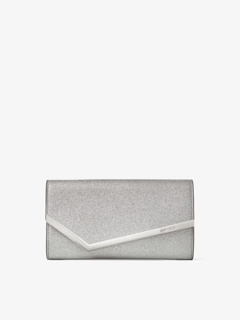 JIMMY CHOO Emmie
Silver Fine Glitter Leather Clutch Bag