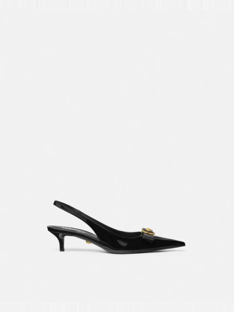VERSACE Gianni Ribbon Patent Slingback Pumps 45 mm