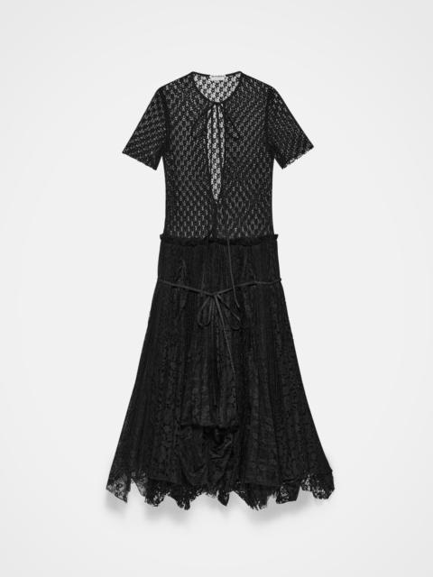 JW Anderson WOMENS MIXED LACE LONGLINE DRESS IN BLACK