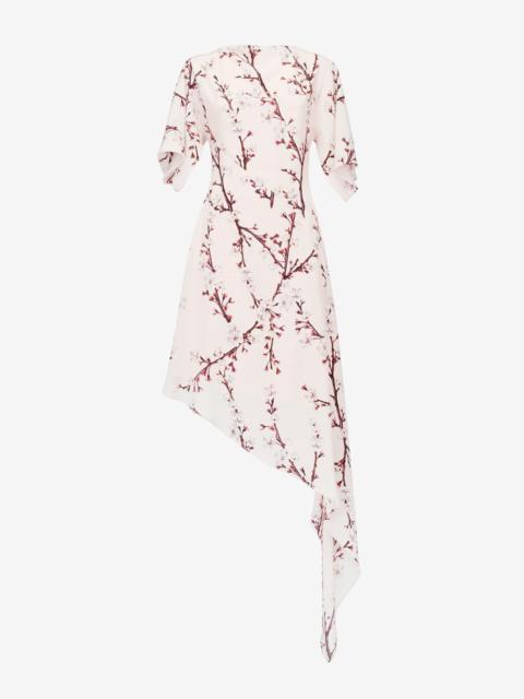 Alexander McQueen Women's Cherry Blossom Asymmetric Midi Dress in Pink
