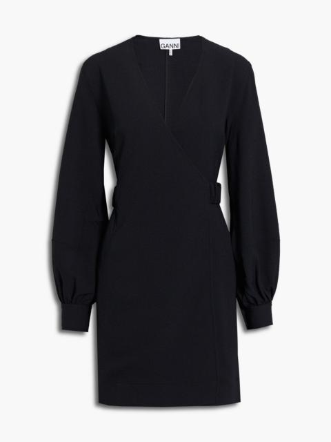 GANNI Crepe mini wrap dress