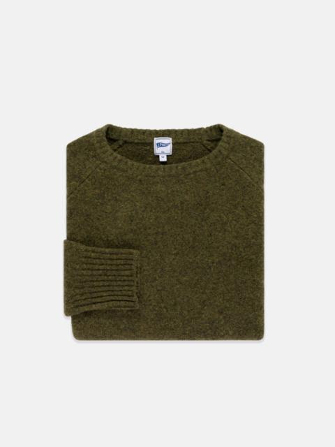 J. PRESS SOLID OLIVE CREWNECK SWEATER - TRIM FIT