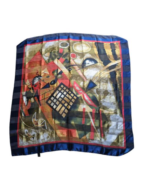 Other Designers Unknown - Vintage 90s Avante Garde Satin Striped Abstract Square Scarf