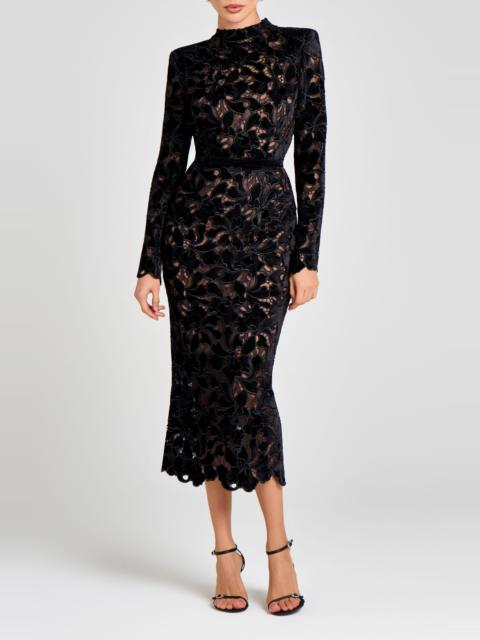 NADINE MERABI NADINE MERABI Long Sleeve Lace Cocktail Dress in Black at Nordstrom