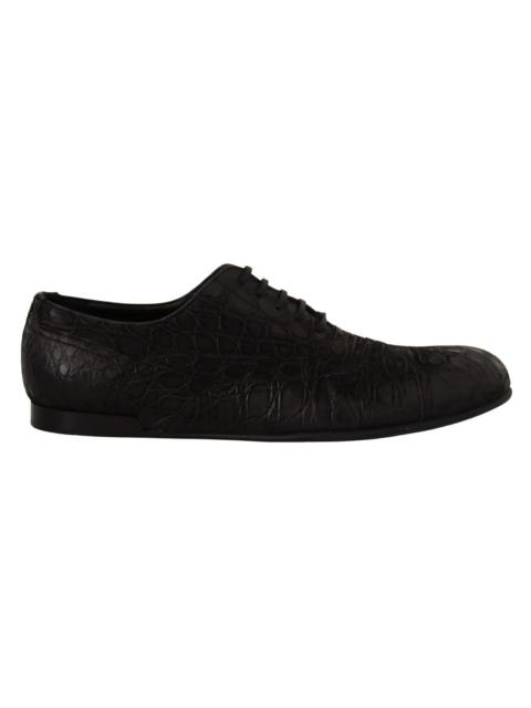 Dolce & Gabbana Black Caiman Leather Mens Oxford Shoes