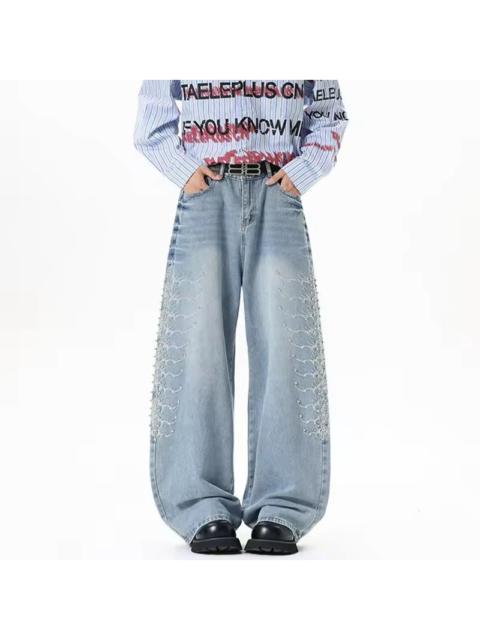 Other Designers Japanese Brand - 🔥 RARE Y2K Light Wash Wide Leg Embellished Jeans
