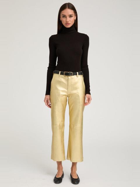 SPRWMN METALLIC GOLD LEATHER CROPPED TROUSERS