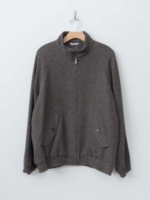 AURALEE Alpaca Wool Silk Tweed Zip Blouson - Gray Brown Hairline