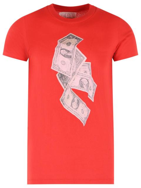 ERL Erl 'MONEY' Red Cotton Blend Polo Shirt