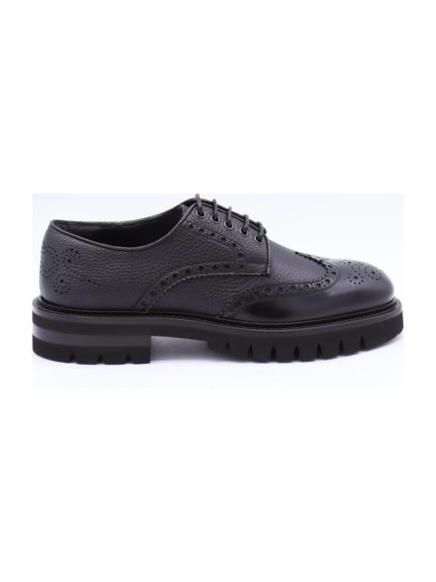 FERRAGAMO Black Leather Aspen Lace Up Shoes