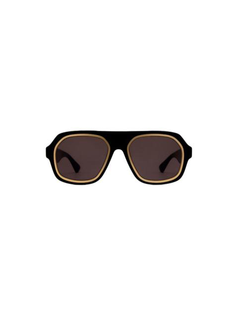 Bottega Veneta MEN'S RECYCLED ACETATE AVIATOR SUNGLASSES (BLACK/GRAY)