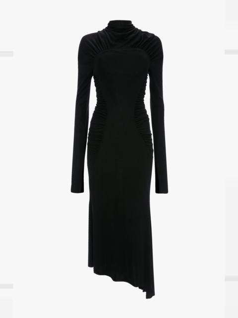 Victoria Beckham High Neck Midi Dress In Black