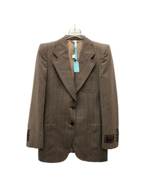 GUCCI Gucci 2022 Striped Wool Single-Breasted Long Sleeve Jacket Brown