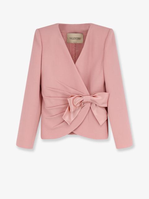 Valentino Valentino Wool Crepe Blazer With Bow