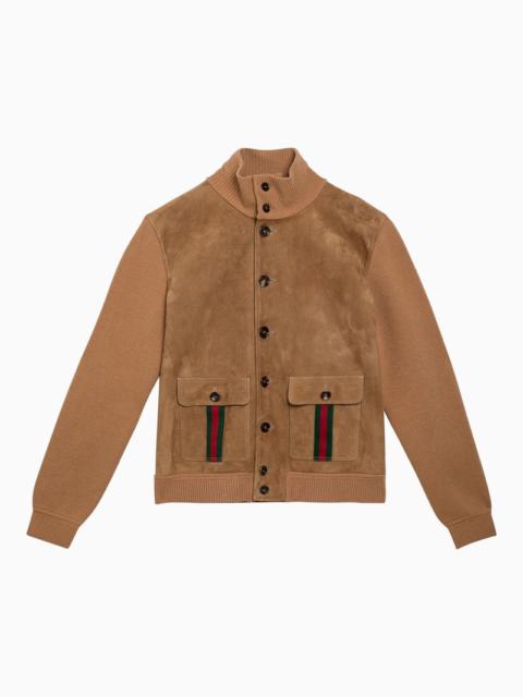 Gucci Camel-Coloured Suede And Wool Bomber Jacket Men