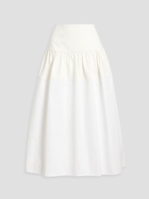 Jil Sander Tiered cotton-twill and cotton-poplin midi skirt