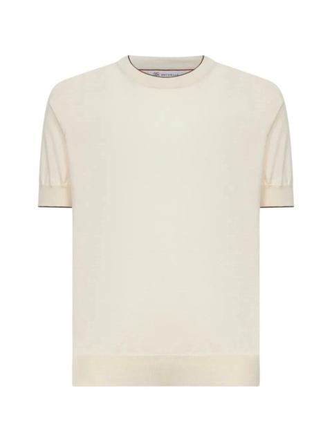 Brunello Cucinelli Brunello Cucinelli Men Cotton Lightweight Knit T-Shirt With Contrast Details