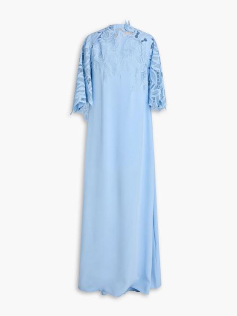 Oscar de la Renta Lace-paneled crepe gown