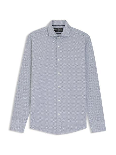BOSS PRINTED SLIM-FIT SHIRT IN ITALIAN-MADE PERFORMANCE-STRETCH JERSEY