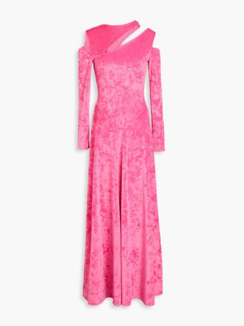 GANNI Cutout stretch-velvet maxi dress