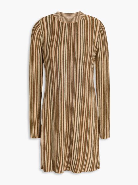 VERONICA BEARD Jane metallic striped ribbed-knit mini dress
