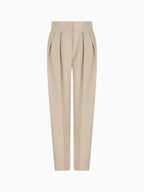 GIORGIO ARMANI DOUBLE-PLEAT, SILK-SHANTUNG TROUSERS