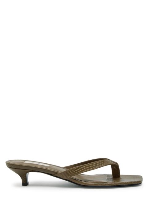 TOTEME Toteme 40 Lizard-effect Leather Thong Sandals