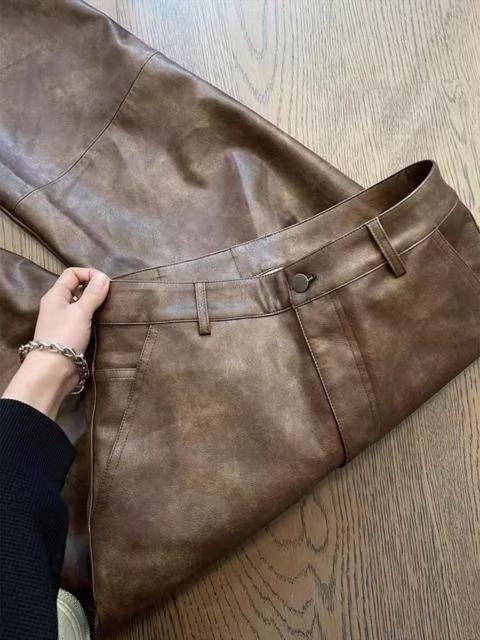 Other Designers Washed Brown Soft Pu Leather Pant