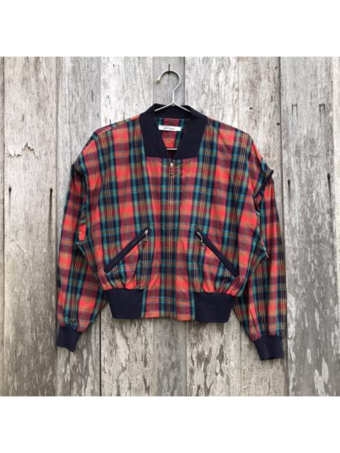 Other Designers Vintage - Vintage Lui Chantant Punk Red Plaid Tartan Bomber Jacket