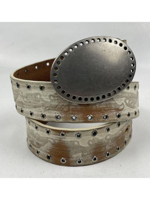 Seditionaries - big buckle distressed studded leather belt tc43