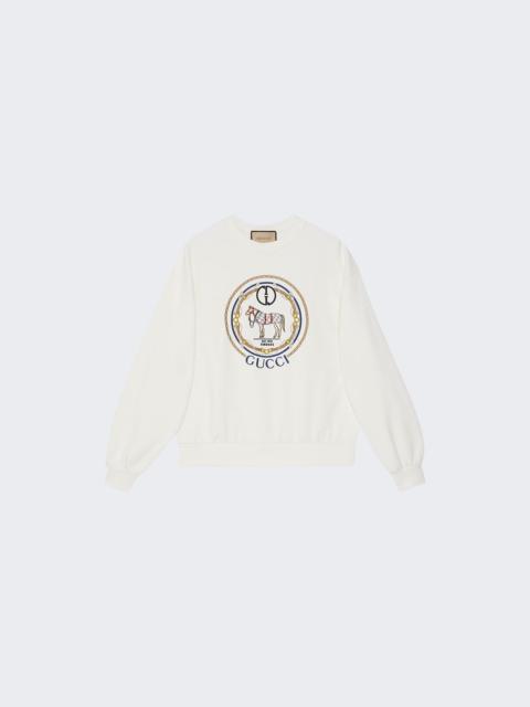 GUCCI Cotton Jersey Sweatshirt With Embroidery White