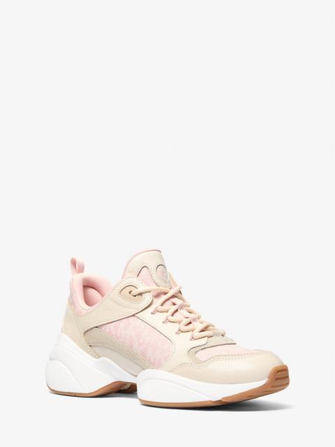 MICHAEL KORS Bowie Signature Logo and Leather Trainer