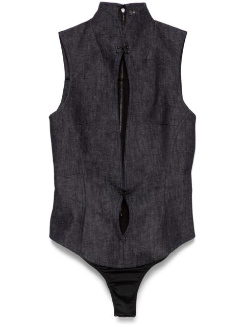MUGLER cut-out denim bodysuit