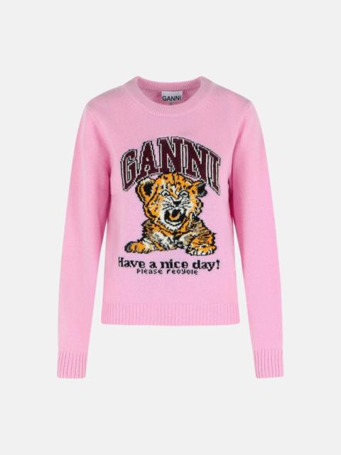 GANNI PINK WOOL BLEND SWEATER