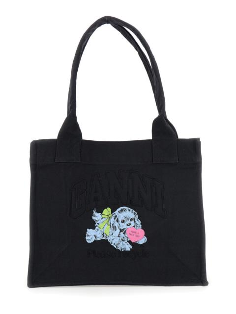 GANNI Ganni Women Large Easy Shopper Pocket Dog Print