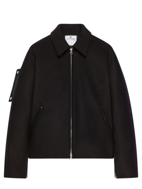 courrèges WOOL BOMBER JACKET WITH EMBROIDERED LOGO