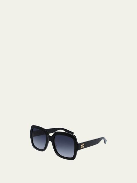 GUCCI Classic Oversized Rectangular Sunglasses, Black