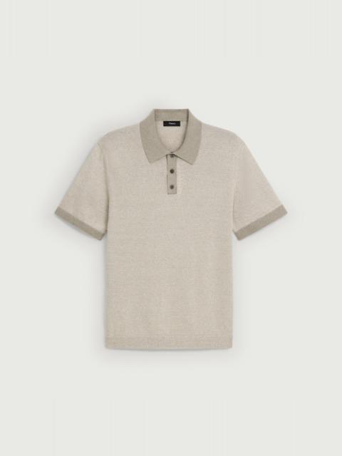 Theory Short-Sleeve Polo Shirt in Silk Linen