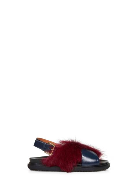 Marni Marni Women Blue Leather And Burgundy Long-Hair Fussbett