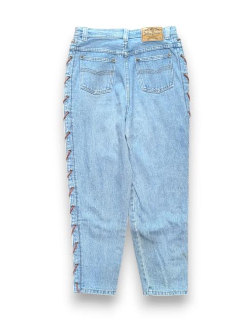 Other Designers If Six Was Nine - John Baner Lace Up Denim Jeans Blue Light Washed Y2K Vintage