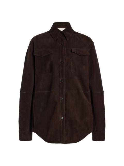 The Row Gwena Suede Shirt Jacket brown