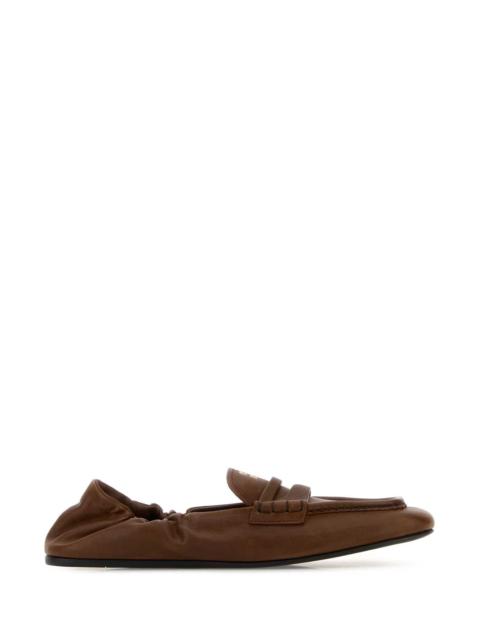 Miu Miu Miu Miu Women Brown Nappa Leather Ruches Loafers